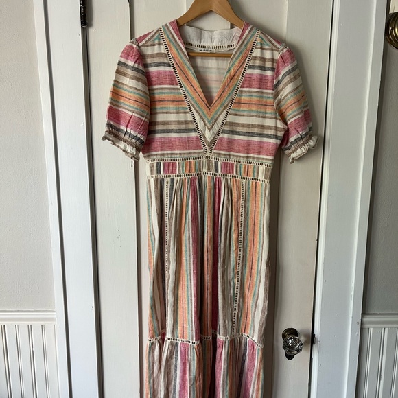 Maisie Dresses & Skirts - Colorful Striped V-Neck Midi Dress